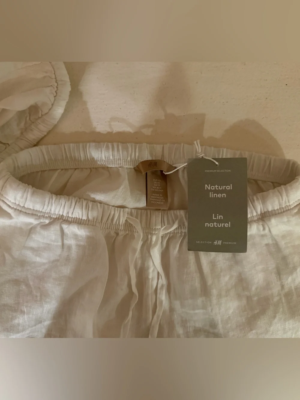 H&M Women’s White Wide Leg Linen-Blend Pants